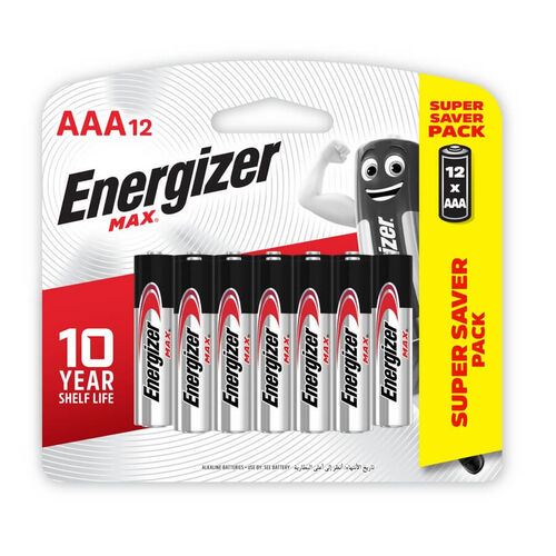 Energizer Max + Powerseal Technology Alkaline AAA Batteries 12 Pack