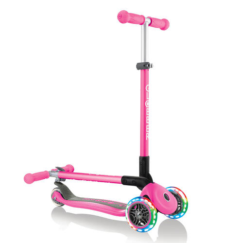 Globber Primo Foldable Lights Sky Neon Pink Scooter
