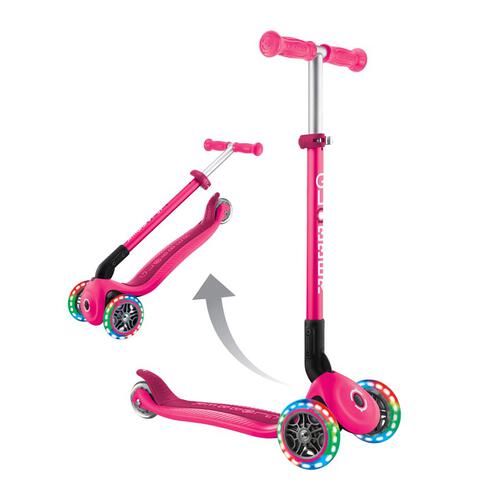 Globber Primo Foldable Lights Sky Neon Pink Scooter