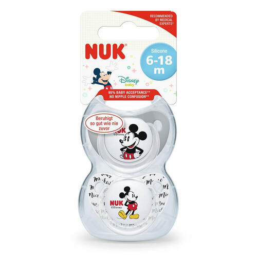 Nuk Mickey Silicone Soother (2/Box) 6-18M