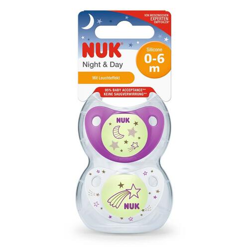 Nuk Night and Day Silicone Soother (2/Box) 0-6M