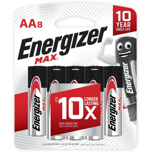 Energizer Max Alkaline AA Batteries 8 Pack