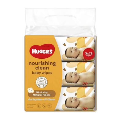 Huggies Baby Wipes Nourishing Clean 3 Pack 72S