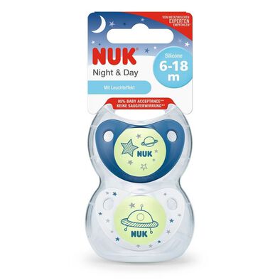 Nuk Night and Day Silicone Soother (2/Box) 6-18M