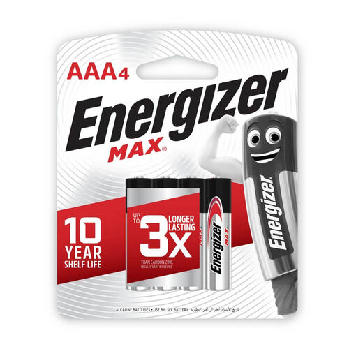 Energizer Max Alkaline AAA Batteries 4 Pack